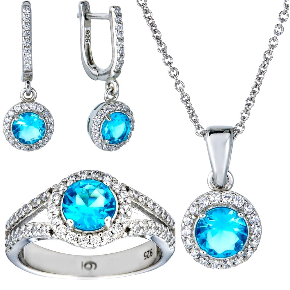 Elegant Silver and Blue Jewelry Set